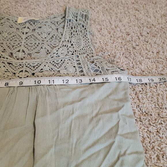 Altard State Dress Mini Green Trapeze And Swing Boho Floral Fringe Gauze Dress - Picture 6 of 6